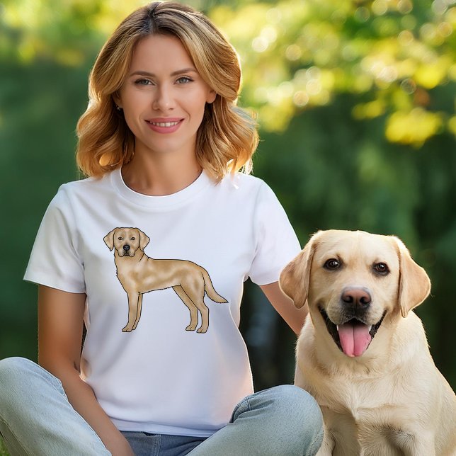 T-shirt Illustration du chien mignon de Yellow Labrador Re (Please note: This image is a digital mockup.)