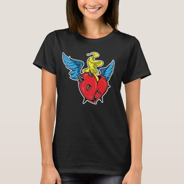 T-shirt Illustration du coeur flamboyant (Devant)
