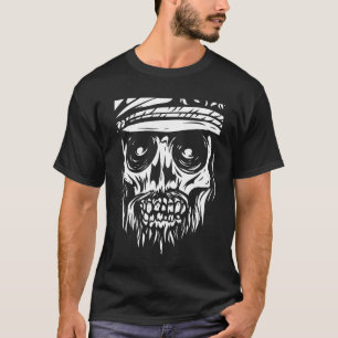 T-shirt Illustration du crâne marin Art Noir moderne tenda