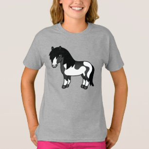 T-shirt Illustration du dessin animé Black Pinto Shetland 