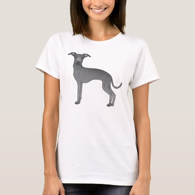 T-shirt Illustration du dessin animé Blue Italian Greyhoun (Devant)