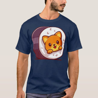 T-shirt Illustration du dessin animé du sushi de chat mou
