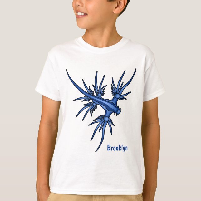 T-shirt Illustration du dragon bleu des limaces de mer (Devant)