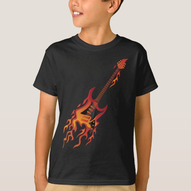 T-shirt Illustration du feu de guitare électrique (Devant)