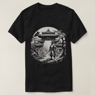 T-shirt Illustration du guerrier monochrome Samurai