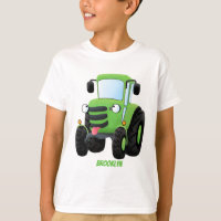 Illustration du joli joyeux tracteur agricole vert
