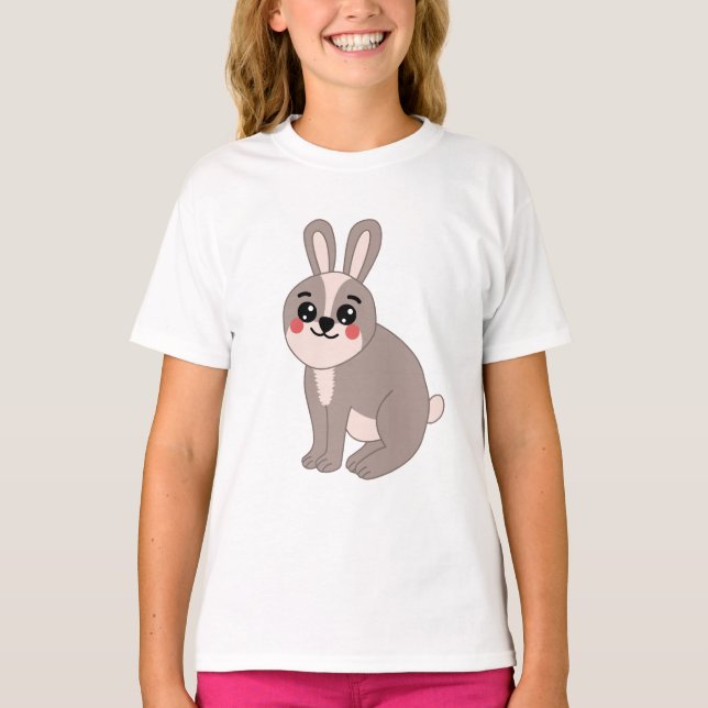 T-shirt Illustration du lapin Cute Kawaii (Devant)
