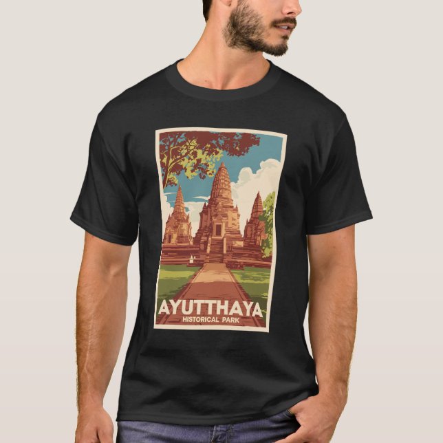 T-shirt Illustration du parc historique d'Ayutthaya Art de (Devant)
