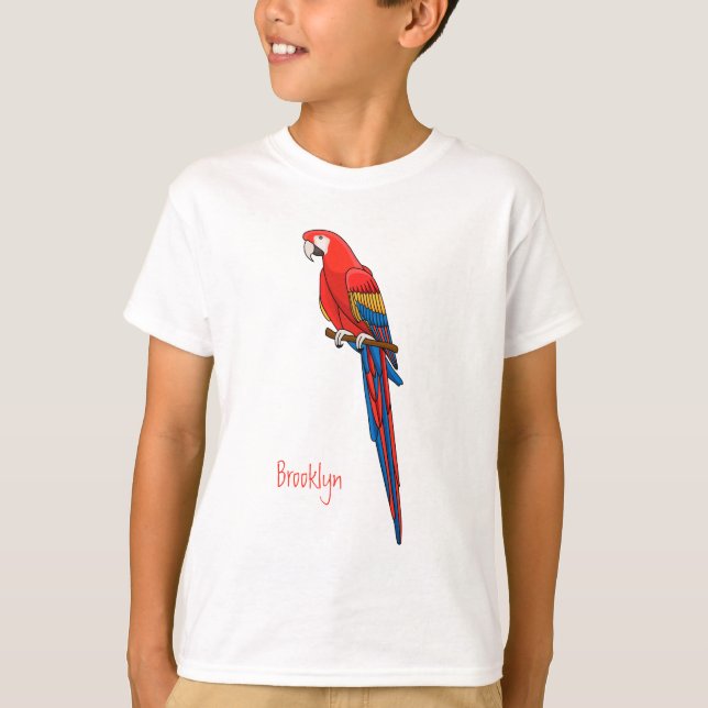 T-shirt Illustration du perroquet de macaw Scarlet (Devant)