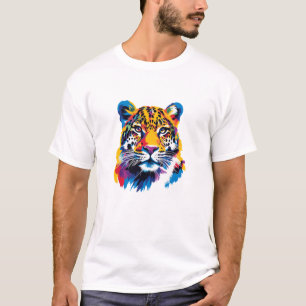 T-shirt Illustration du portrait léopard Peinture aquarell