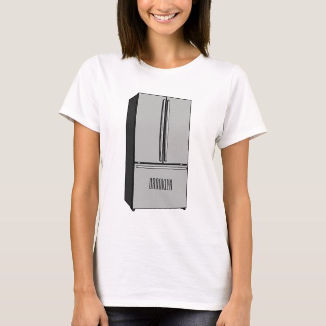 T-shirt Illustration du réfrigérateur de porte française (Devant)