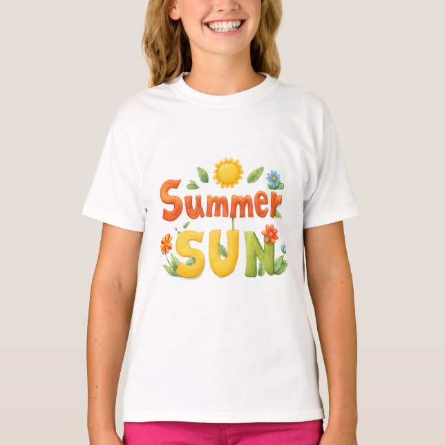 T-shirt Illustration du soleil d'été (Devant)