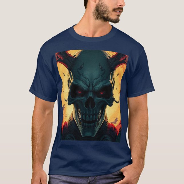 T-shirt Illustration du style de bande dessinée crâne Imag (Devant)