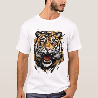 T-shirt Illustration du vectoriel du tigre en rugissement