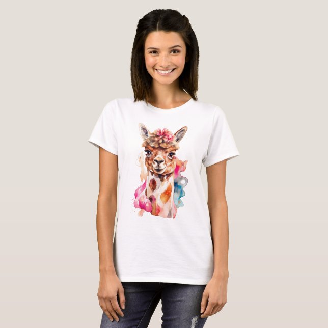 T-shirt illustration d'un Alpaca (Devant entier)