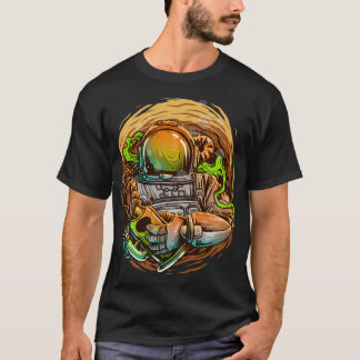 T-shirt Illustration d'un astronaute de pêche