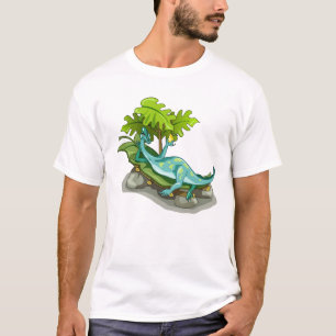 T-shirt Illustration D'Un Bain De Soleil Iguanodon.