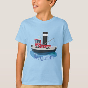 T-shirt Illustration d'un bateau à chalutier mignon