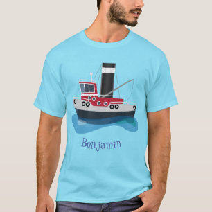T-shirt Illustration d'un bateau à chalutier mignon