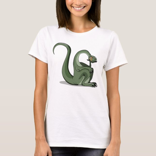 T-shirt Illustration D'Un Brontosaurus Caricaturé Qui Pens (Devant)