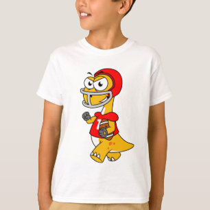 T-shirt Illustration D'Un Brontosaurus Jouant Au Football.