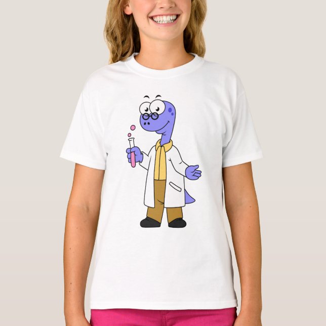 T-shirt Illustration D'Un Chimiste Brontosaurus. (Devant)