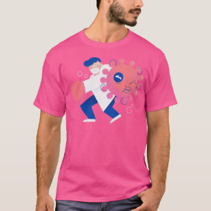 T-shirt Illustration d'un combat contre la boxe Coronaviru