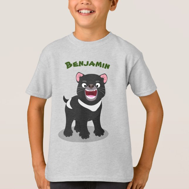 T-shirt Illustration d'un diable de Tasmanie affamé (Devant)