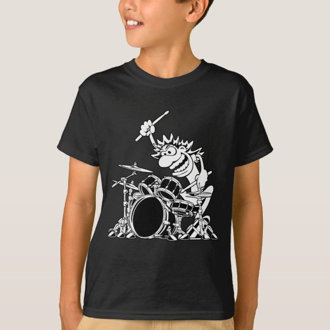 T-shirt Illustration d'un drummer fou (Devant)