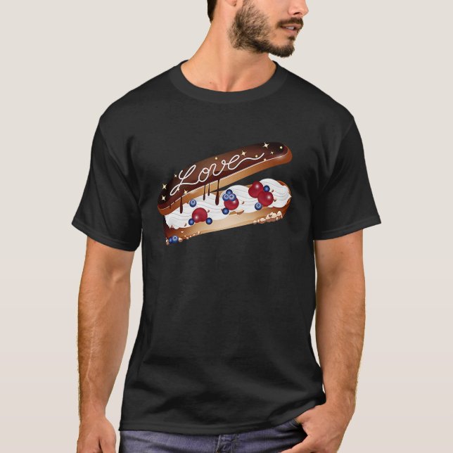 T-shirt Illustration d'un Eclair avec crème et amour (Devant)