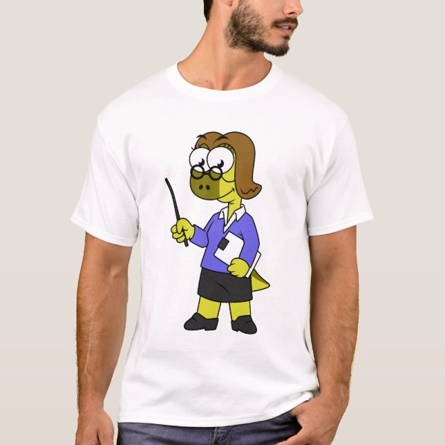 T-shirt Illustration D'Un Enseignant Pachycéphalosaure. (Devant)