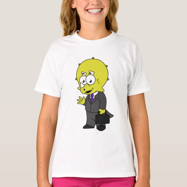 T-shirt Illustration D'Un Homme D'Affaires Tricératops. (Devant)