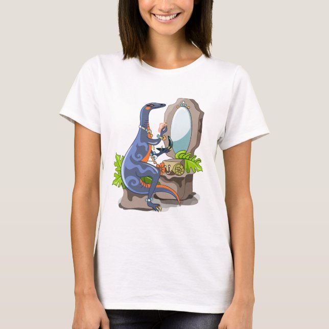 T-shirt Illustration D'Un Iguanodon Mettant Sur Le Maquill (Devant)