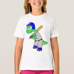 T-shirt Illustration D'Un Joueur De Baseball Brontosaurus.