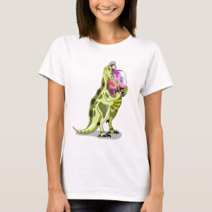 T-shirt Illustration D'Un Lambéosaure Portant Un Oeuf.