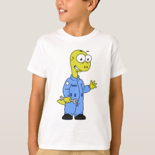 T-shirt Illustration D'Un Mécanique Brontosaurus.