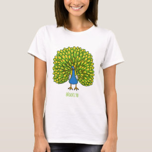 T-shirt Illustration d'un oiseau paon amusant et lumineux