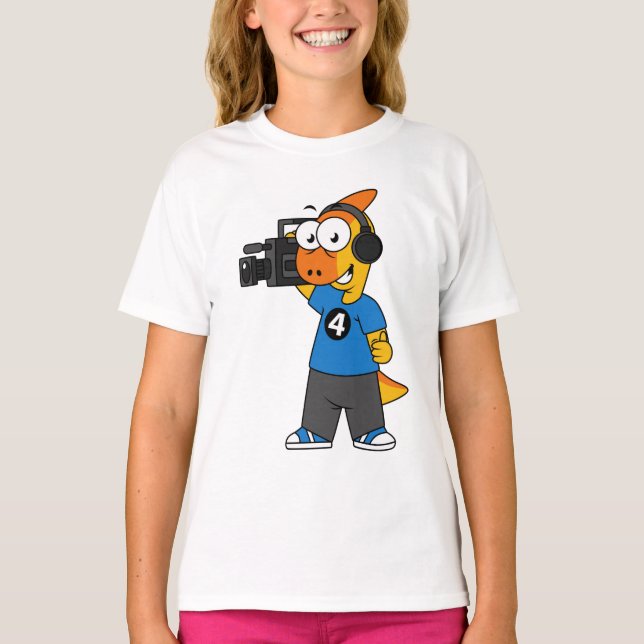 T-shirt Illustration D'Un Opérateur De Caméra Parasaurolop (Devant)