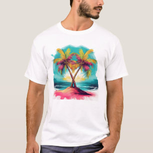 T-shirt Illustration d'un palmier tropical dynamique
