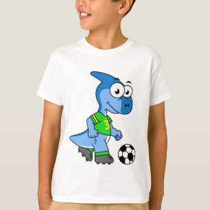 T-shirt Illustration D'Un Parasaurolophus Jouant Au Footba