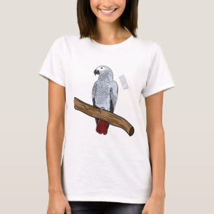 T-shirt Illustration d'un perroquet gris en Afrique