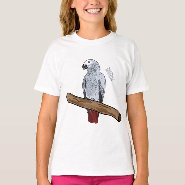 T-shirt Illustration d'un perroquet gris en Afrique (Devant)