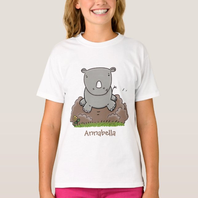 T-shirt Illustration d'un petit rhinocéros (Devant)