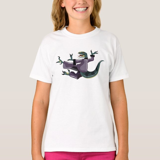 T-shirt Illustration D'Un Rapteur Qui Fait Du Karaté. (Devant)