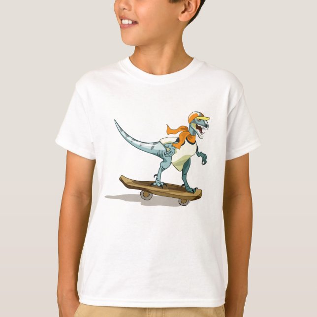 T-shirt Illustration D'Un Raptor Skateboard. (Devant)