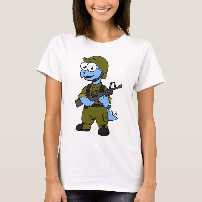 T-shirt Illustration D'Un Soldat De Stegosaurus. (Devant)