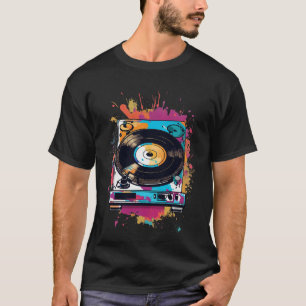 T-shirt Illustration d'un tourne-disque vinyle rétro avec