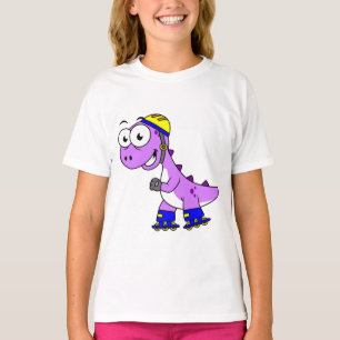 T-shirt Illustration D'Un Tyrannosaurus Rex De Patinage.