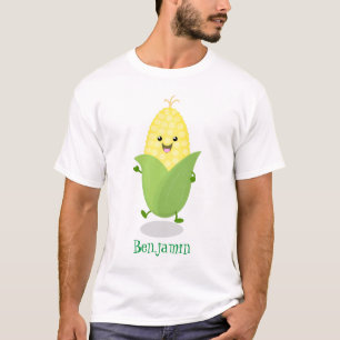 T-shirt Illustration d'une caricature de maïs joyeux