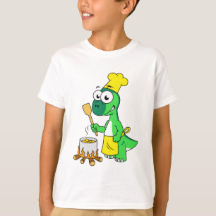 T-shirt Illustration D'Une Cuisine De Parasaurolophus Dino